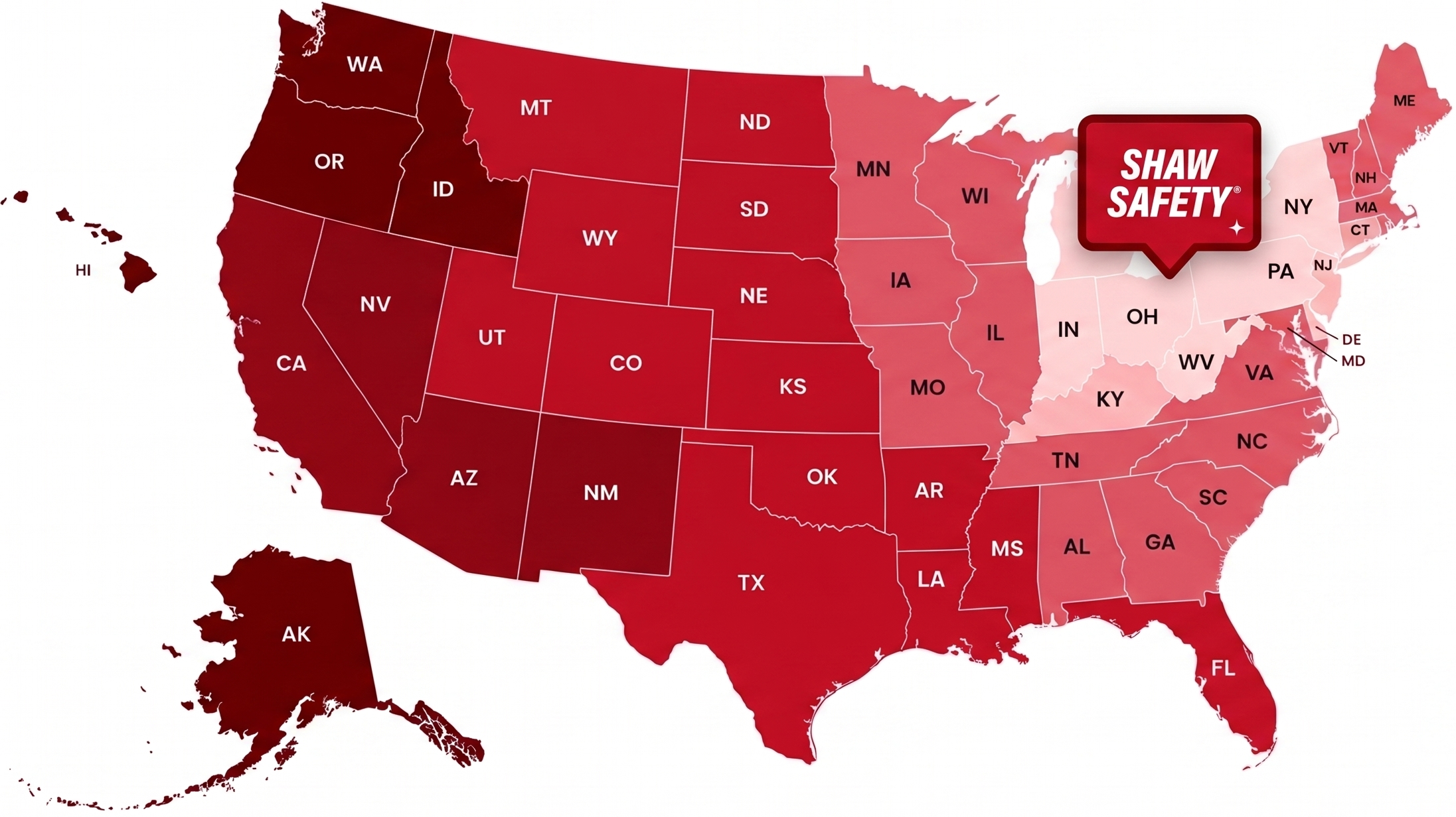 Shaw Safety ground shipping delivery times map